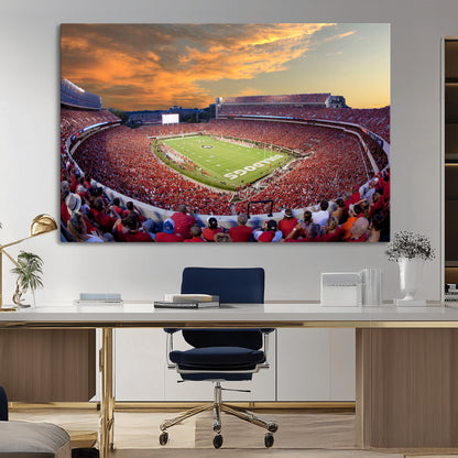 73680988-MGV-CV-36X24-Sanford Stadium Wall Art – Georgia Bulldogs Football Sunset Game Canvas Print, College Sports Decor for Man Cave, Bar, Office, or