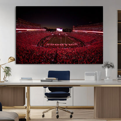 38331045-MGV-CV-36X24-Sanford Stadium Wall Art – Georgia Bulldogs Football Red Night Game Canvas Print, Electric College Sports Decor for Man Cave or