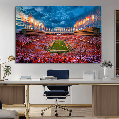 94266219-MGV-CV-36X24-Neyland Stadium Wall Art – Tennessee Volunteers Checkerboard Game Day Canvas Print, College Football Fireworks Decor for Man Cave