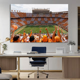 76011417-MGV-CV-36X24-Tennessee Volunteers Wall Art – Neyland Stadium Checkerboard Crowd Canvas Print, Vols Football Game Day Fan Perspective Sports