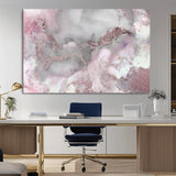 16416-MGV-CV-36X24-Blush Marble Wall Art Canvas Print, Framed Rose Gold Art Picture Print, Pink Cloudy Perfect Modern Glam Decor Artwork