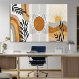 32359-MGV-CV-36X24-Modern Sun Wall Art Canvas Print, Framed Retro Horizon Art Picture Print, Sunburst Design Perfect Mid Century Boho Decor Artwork