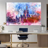 15129-MGV-CV-36X24-Disney Castle Wall Art Canvas Print, Framed Cinderella Palace Art Picture Print, Fantasy Kingdom Perfect Whimsical Fairytale Decor