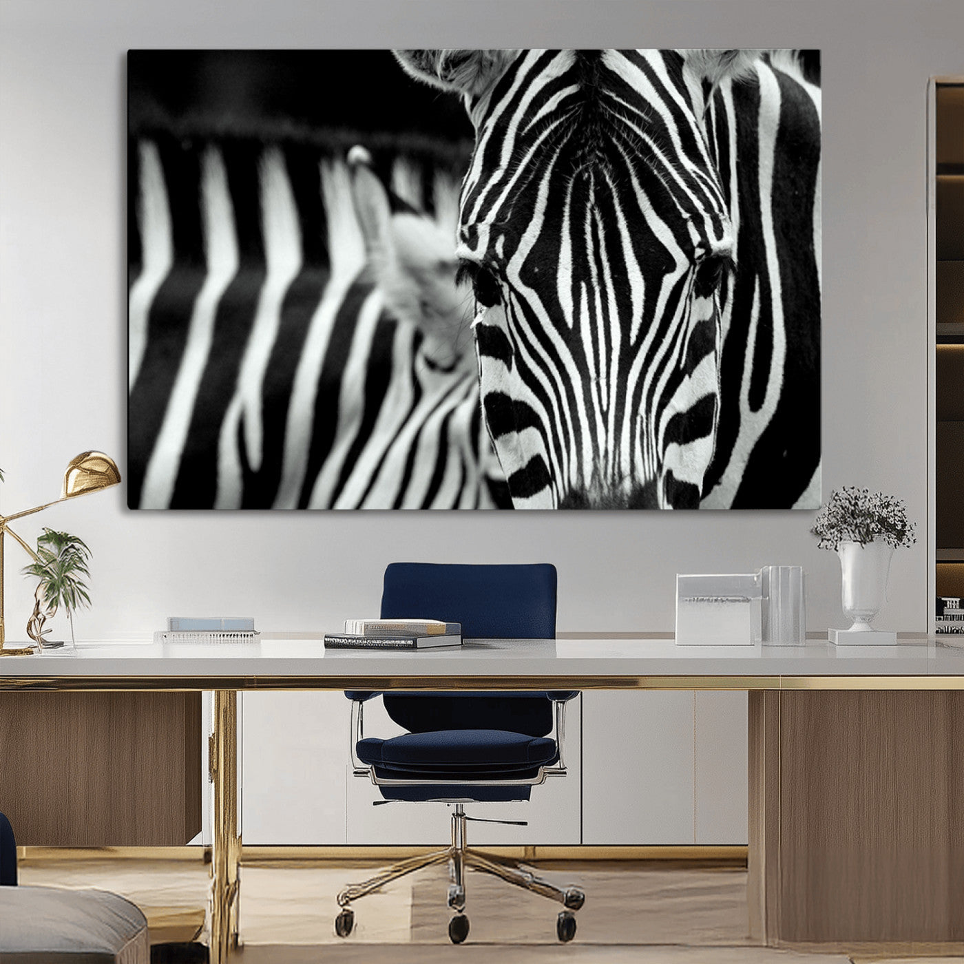 43631-MGV-CV-36X24-Black and White Zebra Wall Art – Modern Animal Print Canvas Artwork for Living Room, Bedroom, or Office Decor