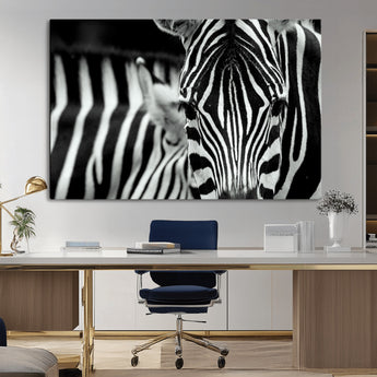 43631-MGV-CV-36X24-Black and White Zebra Wall Art – Modern Animal Print Canvas Artwork for Living Room, Bedroom, or Office Decor