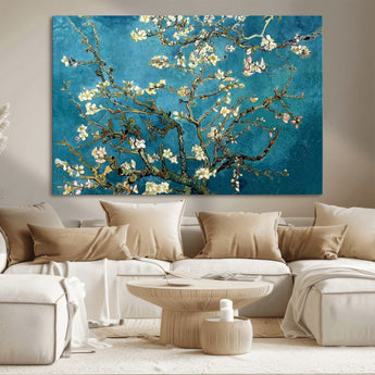 91714-MGV-CV-36X24-Almond Blossoms Wall Art – Handcrafted Van Gogh Inspired Floral Canvas Print, Beautiful Nature Decor for Living Room, Bedroom, or
