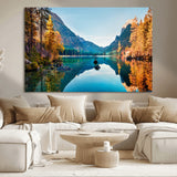 32962-MGV-CV-36X24-Mountain Lake Wall Art – Tranquil Autumn Landscape Canvas Print, Nature Reflection Decor for Living Room, Bedroom, Office or Cabin