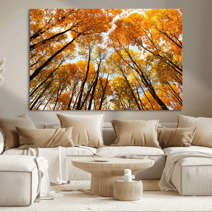 11823-MGV-CV-36X24-Golden Autumn Tree Canopy Wall Art – Stunning Fall Forest Leaves Print, Warm Seasonal Nature Decor for Home, Office or Cabin
