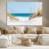 58498-MGV-CV-36X24-White Sandy Beach Wall Art – Panoramic Coastal Canvas Print, Ocean View Decor for Living Room, Bedroom, Office, Relaxing Seaside