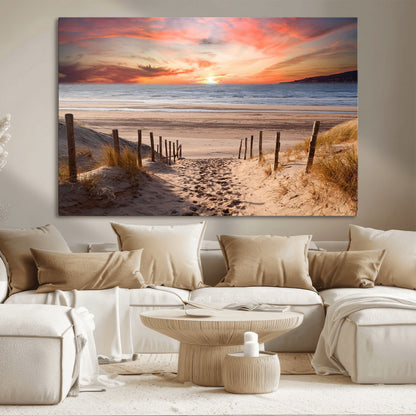78111-MGV-CV-36X24-Sunset Pathway Wall Art – Panoramic Coastal Canvas Print, Tranquil Beach Decor for Living Room, Office or Bedroom