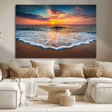 16110-MGV-CV-36X24-Ocean Sunset Wall Art – Vibrant Beach Waves and Horizon Canvas Print, Relaxing Coastal Seascape Decor for Living Room or Bedroom