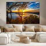 71863-MGV-CV-36X24-Lake Sunset Wall Art – Scenic Nature Canvas Print with Trees and Golden Sky, Serene Landscape Decor for Living Room, Bedroom or