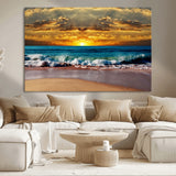 83389-MGV-CV-36X24-Ocean Sunrise Wall Art – Vibrant Beach Waves Canvas Print, Coastal Seascape Decor for Living Room or Office
