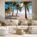 98175-MGV-CV-36X24-Tropical Palm Beach Wall Art – Relaxing Ocean Shore Canvas Print with Palm Trees, Coastal Summer Decor for Living Room, Bedroom or