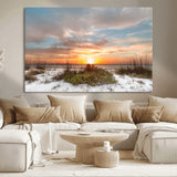 91064-MGV-CV-36X24-Beach Sunset Wall Art – Coastal Sand Dunes and Ocean Horizon Canvas Print, Seaside Landscape Wall Decor for Living Room, Bedroom