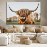 64824-MGV-CV-36X24-Highland Cow Wall Art – Rustic Scottish Bull Canvas Print, Farmhouse Animal Decor for Living Room, Bedroom, Office or Cabin