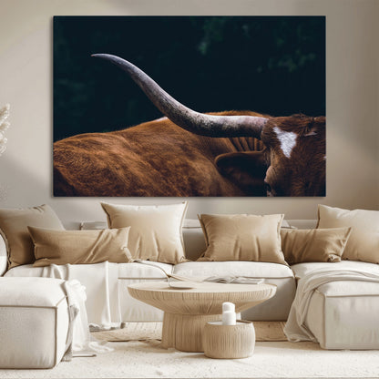 55197-MGV-CV-36X24-Texas Longhorn Wall Art – Rustic Western Bull Horn Canvas Print and Farmhouse Country Animal Decor for Living Room, Office or