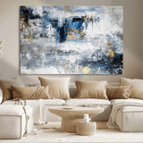 59716-MGV-CV-36X24-Abstract Blue and Gold Wall Art – Modern Textured Canvas Print, Contemporary Painting for Living Room, Bedroom, or Office Decor