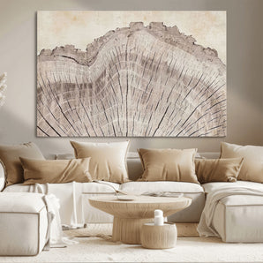 67528-MGV-CV-36X24-Wood Ring Wall Art Canvas Print, Framed Tree Ring Art Picture Print, Rustic Tree Ring Perfect Neutral Boho Decor Artwork