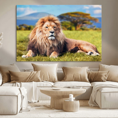 67826-MGV-CV-36X24-Majestic Lion Wall Art – King of the Jungle Canvas Print, Safari Wildlife Decor for Living Room, Office, or Man Cave