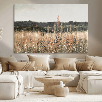46308-MGV-CV-36X24-Wildflower Field Wall Art – Rustic Meadow Landscape Canvas Print, Country Nature Decor for Living Room, Bedroom or Farmhouse
