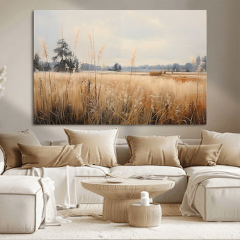38193-MGV-CV-36X24-Golden Meadow Wall Art – Serene Grassland Landscape Canvas Print, Rustic Nature Decor for Bedroom, Living Room or Farmhouse
