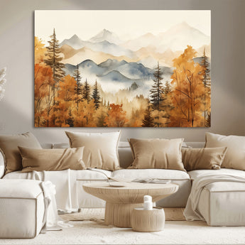 72950-MGV-CV-36X24-Autumn Mountain Forest Wall Art – Golden Fall Landscape Canvas Print, Nature-Inspired Home Decor for Living Room, Bedroom or