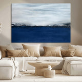 62197-MGV-CV-36X24-Abstract Ocean Wall Art – Minimalist Blue and White Canvas Print, Modern Coastal Seascape Painting for Bedroom, Living Room or