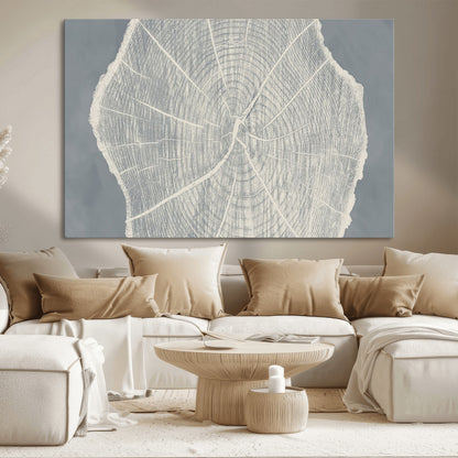 25547-MGV-CV-36X24-Tree Ring Wall Art Canvas Print, Framed Linocut Tree Ring Art Picture Print, Wood Texture Perfect Minimalist Farmhouse Decor