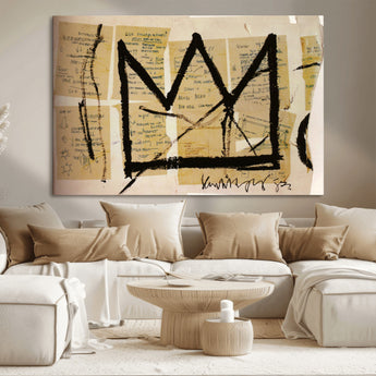 37215-MGV-CV-36X24-Abstract Crown Wall Art – Urban Graffiti Style Canvas Print Modern Street Art Design, Bold Contemporary Decor for Living Room,