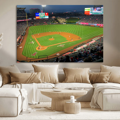 93707-MGV-CV-36X24-Los Angeles Stadium Wall Art Canvas Print, Framed Angel Stadium Field Art Picture Print, Anaheim Stadium Perfect Sports Room Decor