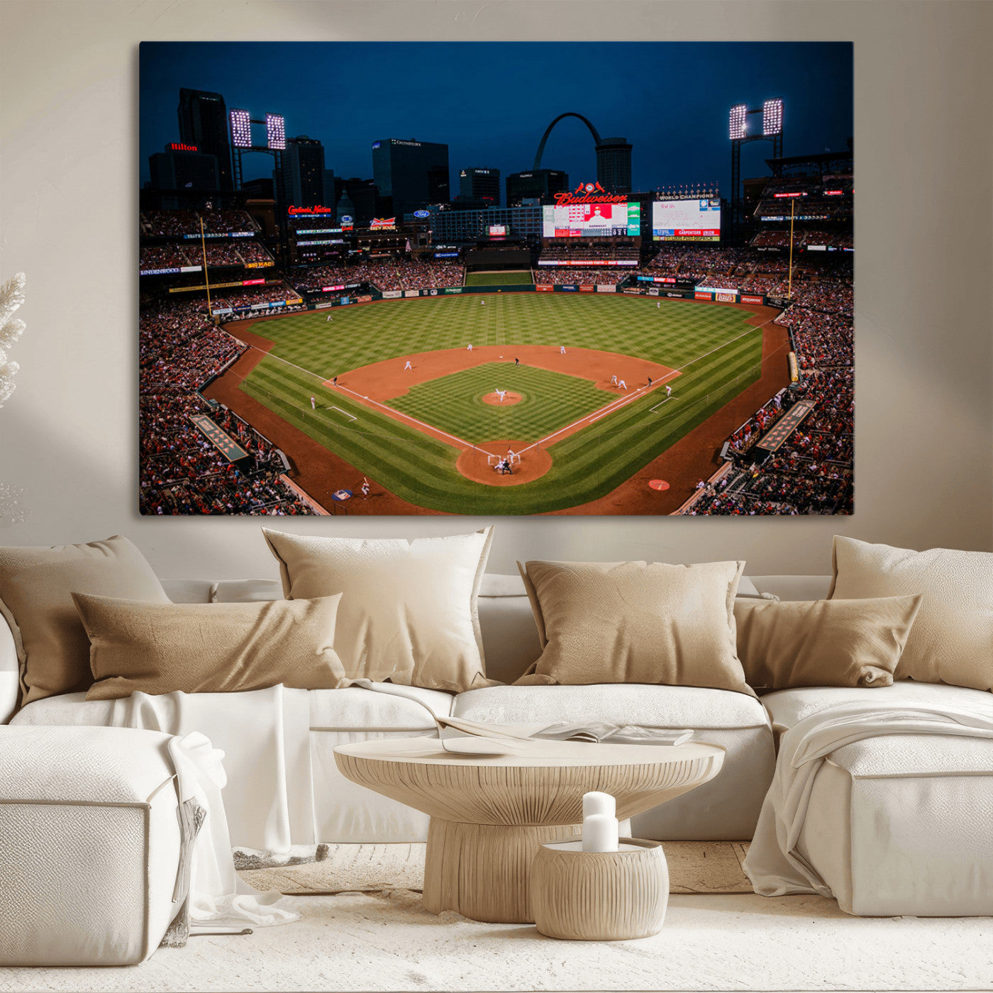 38612-MGV-CV-36X24-Busch Stadium Wall Art Canvas Print, Framed Missouri Stadium Art Picture Print, Busch Stadium Field Perfect Sports Room Decor