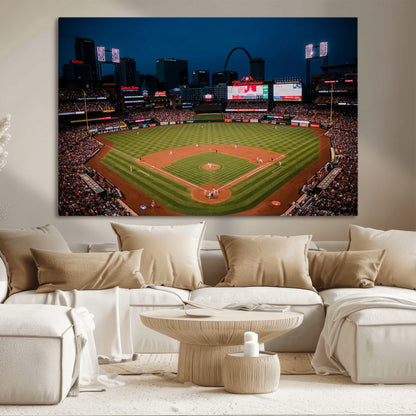 38612-MGV-CV-36X24-Busch Stadium Wall Art Canvas Print, Framed Missouri Stadium Art Picture Print, Busch Stadium Field Perfect Sports Room Decor