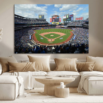 22910-MGV-CV-36X24-City Field Stadium Wall Art Canvas Print, Framed New York Stadium Art Picture Print, City Field Perfect Sport Room Decor Artwork