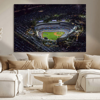 16515-MGV-CV-36X24-Dodgers Stadium Wall Art Canvas Print, Framed Baseball Stadium Art Picture Print, Dodgers Field Perfect Sport Room Decor Artwork