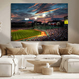 66781-MGV-CV-36X24-Baseball Stadium Wall Art – Canvas Print Evening Game Field Packed Crowd Sunset Sky Sports Photography, Dynamic Decor for Game