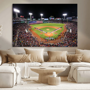 47365-MGV-CV-36X24-Fenway Park Stadium Wall Art Canvas Print, Framed Boston Baseball Stadium Art Picture Print, MLB Stadium Field Perfect Sport Room