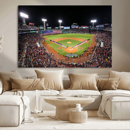 47365-MGV-CV-36X24-Fenway Park Stadium Wall Art Canvas Print, Framed Boston Baseball Stadium Art Picture Print, MLB Stadium Field Perfect Sport Room
