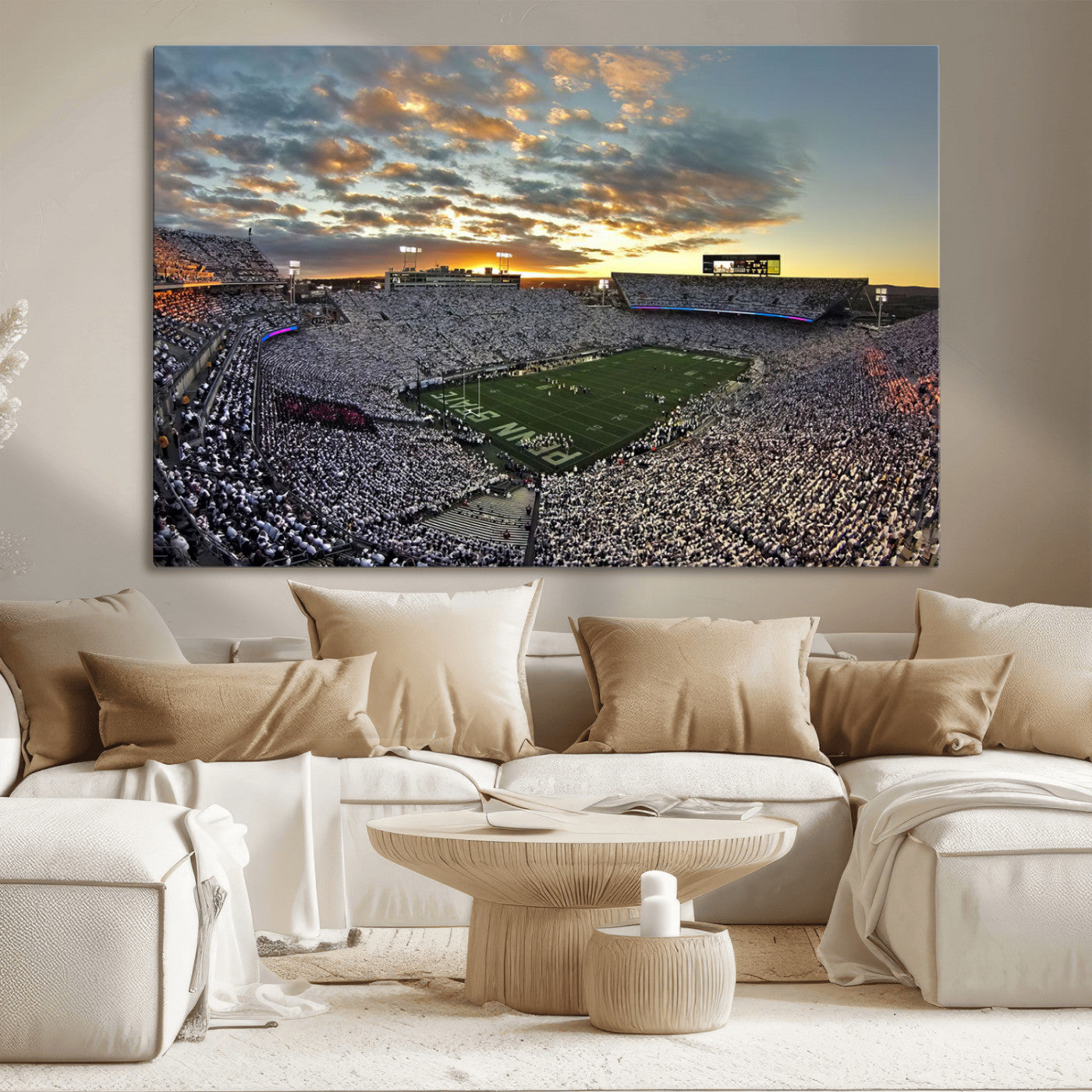 38807-MGV-CV-36X24-Beaver Stadium Wall Art Canvas Print, Framed Beaver Stadium Field Art Picture Print, Football Stadium Perfect Sport Room Decor