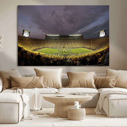 72404-MGV-CV-36X24-Michigan Wolverine Stadium Wall Art Canvas Print, Framed Michigan Stadium Art Picture Print, Football Stadium Perfect Sport Room