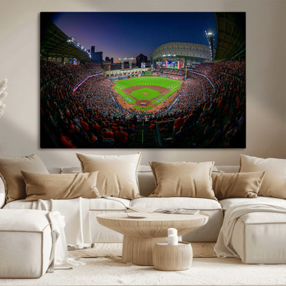 44322-MGV-CV-36X24-Minute Maid Park Wall Art Canvas Print, Framed Houston Astros Stadium Art Picture Print, Houston Astros Field Perfect Sports Room