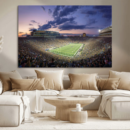 50825-MGV-CV-36X24-Notre Dame Stadium Wall Art Canvas Print, Framed Indiana Stadium Art Picture Print, Football Stadium Perfect Sports Room Decor