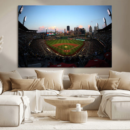 67670-MGV-CV-36X24-PNC Park Stadium Wall Art Canvas Print, Framed Pittsburgh Pirates Stadium Art Picture Print, PNC Park Field Perfect Sport Room