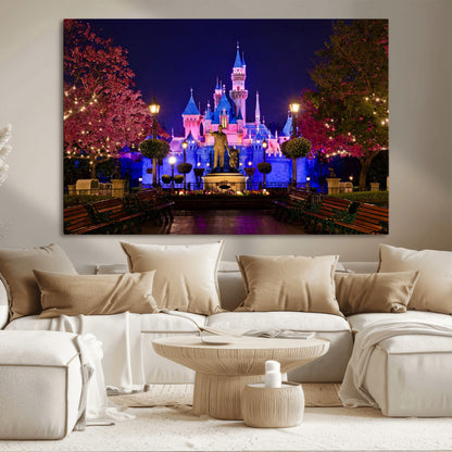 79435-MGV-CV-36X24-Disney Castle Wall Art Canvas Print, Framed Magic Kingdom Art Picture Print, Disney World Perfect Child Room Decor Artwork