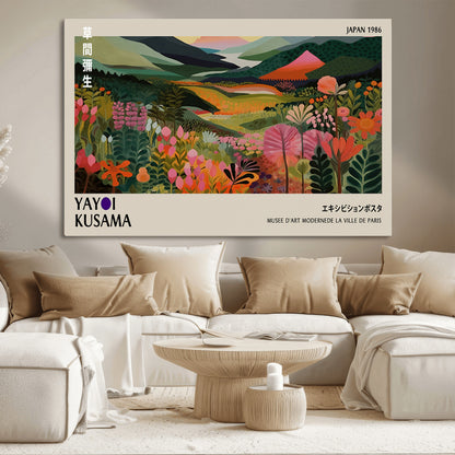 75719-MGV-CV-36X24-Botanical Mountain Valley Wall Art – Panoramic Nature Canvas Print, Vibrant Floral Field Artwork for Living Room, Bedroom, Office,