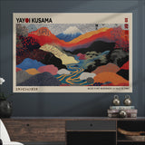 49228-MGV-FC-93X47-3P_Black-Kusama Wall Art – Vibrant Japanese Landscape Canvas Print, Modern Abstract Mountain and River Decor for Living Room, Office or Art