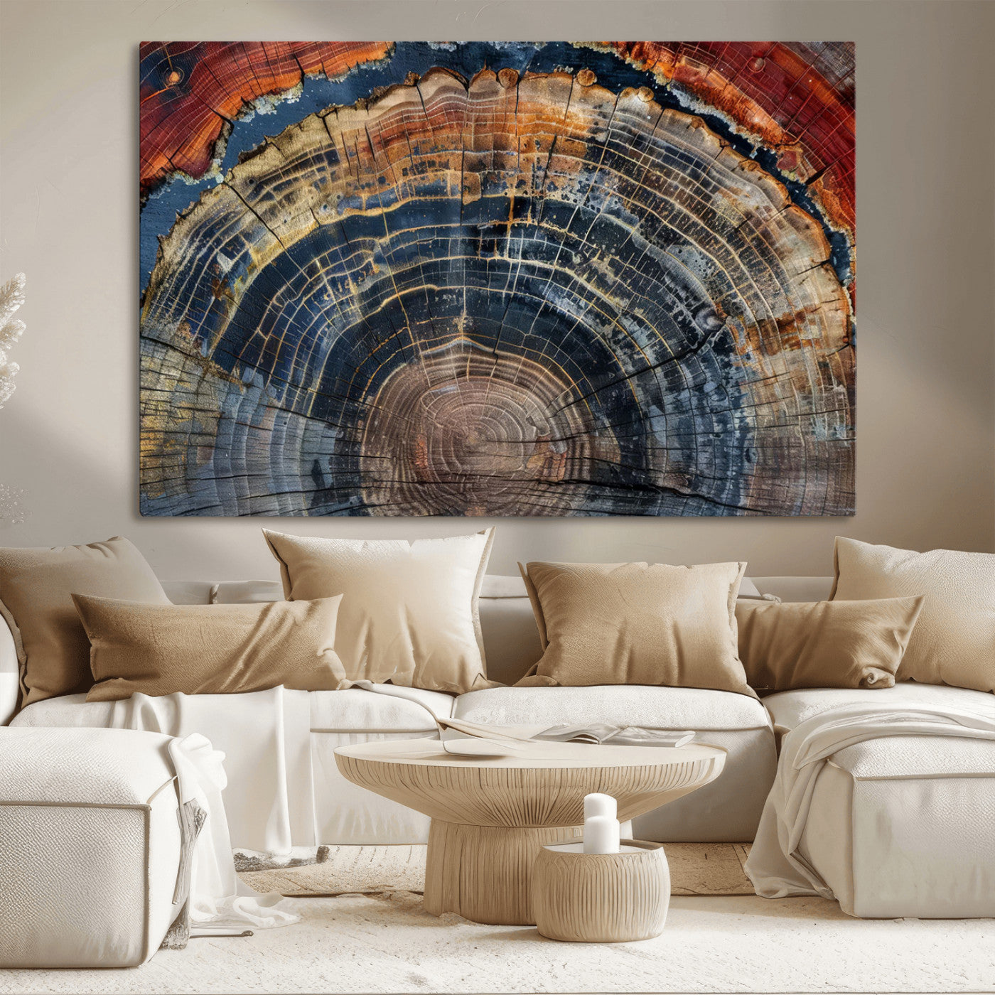 63519-MGV-CV-36X24-Tree Ring Wall Art – Rustic Nature Wood Grain Canvas Print, Abstract Natural Texture Artwork Poster for Living Room, Bedroom,