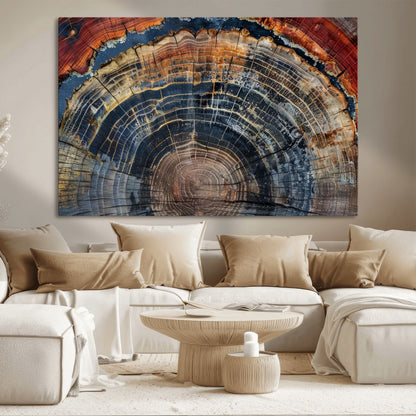 63519-MGV-CV-36X24-Tree Ring Wall Art – Rustic Nature Wood Grain Canvas Print, Abstract Natural Texture Artwork Poster for Living Room, Bedroom,