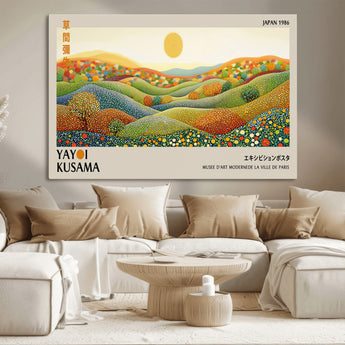 33864-MGV-CV-36X24-Pointillism Yayoi Wall Art Canvas Print, Framed Yayoi Kusama Art Picture Print, Yayoi Kusama Dot Perfect Abstract Nature Decor