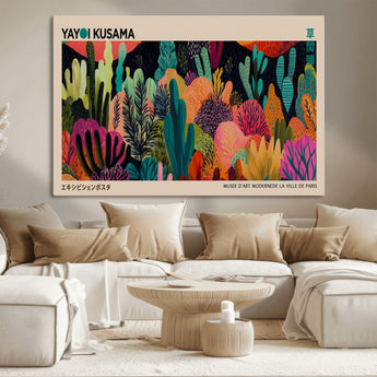 45711-MGV-CV-36X24-Yayoi Kusama Wall Art Canvas Print, Framed Abstract Yayoi Kusama Art Picture Print, Japanese Wabi Sabi Perfect Modern Abstract